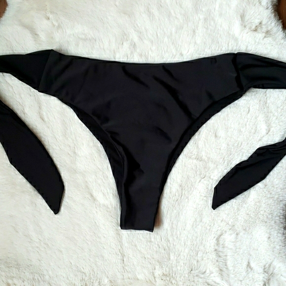 Black Puff Sleeve Bralette Top High-waist Bikini - Picture 5 of 8